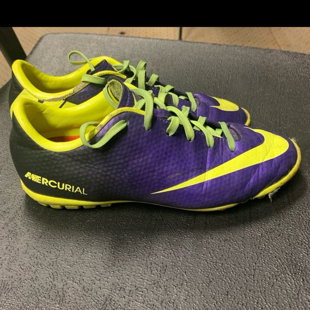 Nike Kids Purple & Yellow Mercurial Turf Soccer Shoes